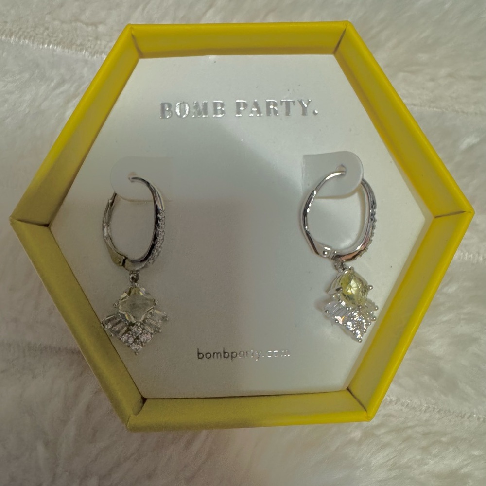 Bomb Party Silver and Yellow Hoop Earrings
